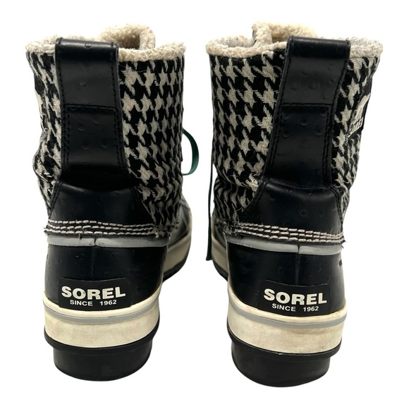 Sorel Tivoli Black and White Houndstooth Check Outdoor Snow Winter Boots Women 7 - Picture 7 of 15